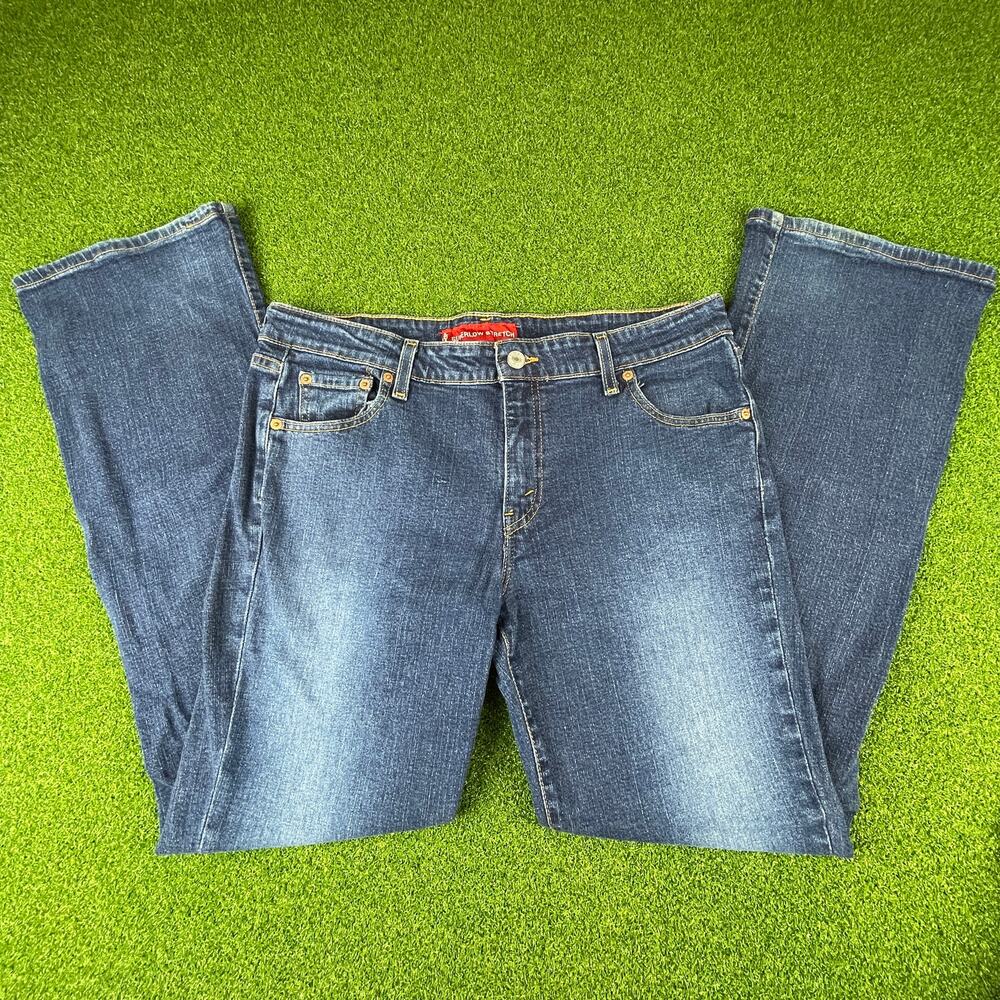 Levis 518 Superlow Bootcut Jeans Dark Wash Stretch Denim Womens 13 Jr M Low Rise